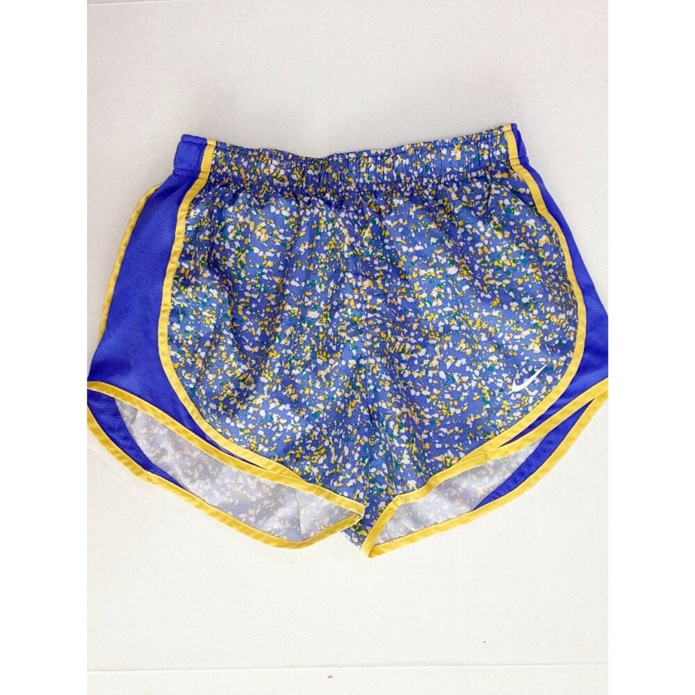 Nike Dri-FIT Women's Tempo Icon Running Shorts - Blue Yellow Geometric - Small